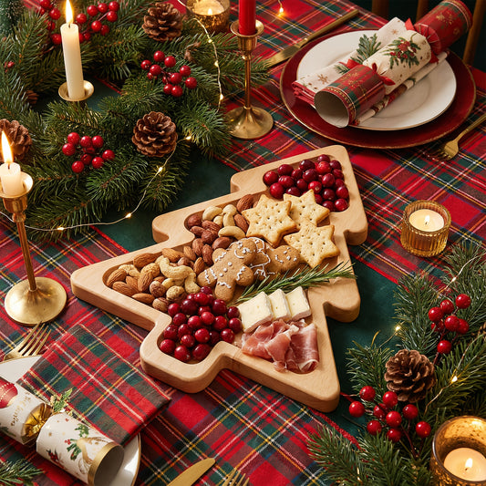 Christmas Wooden Snack Plates - Reindeer & Christmas Tree Shapes for Holiday Celebrations, Gatherings & Multi - Occasions