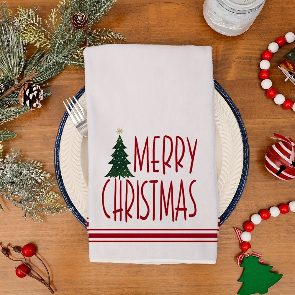 Christmas Tree Towels (2-Pack) – Super Absorbent Microfiber, Festive Red & White