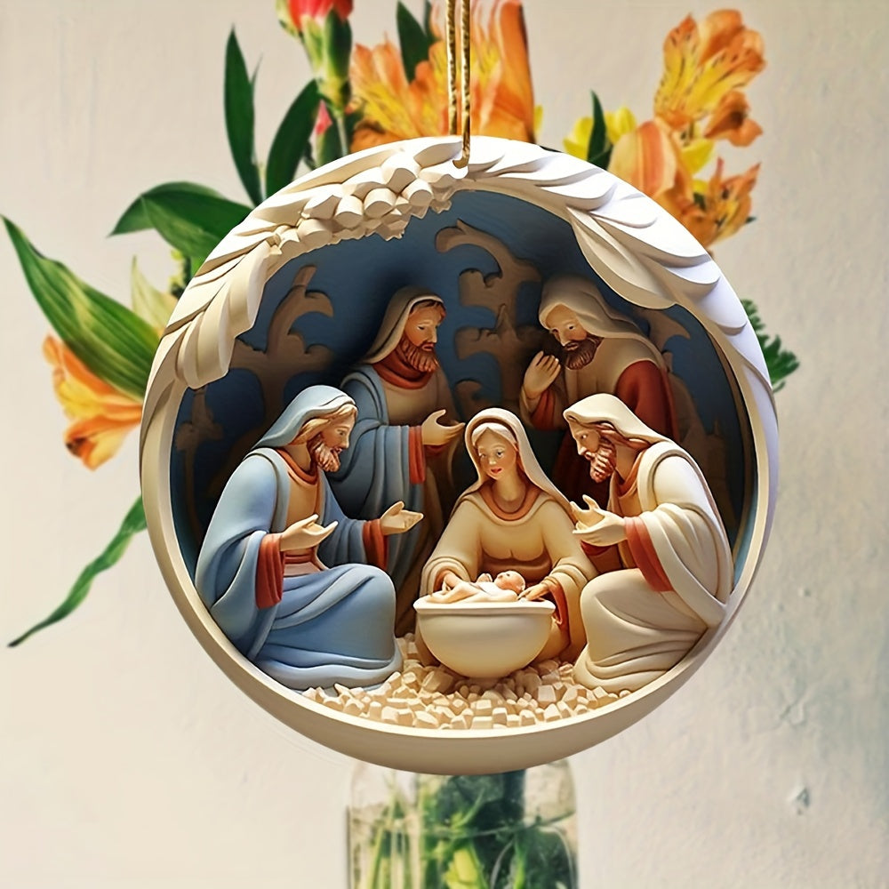 Nativity Christmas Hanging Ornament – Acrylic 3D Effect Holiday Décor