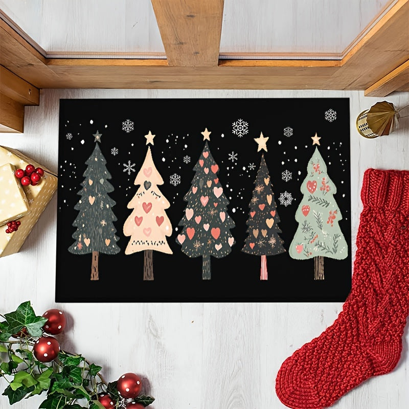 Christmas Tree Welcome Doormat – Non-Slip, Washable Holiday Floor Mat