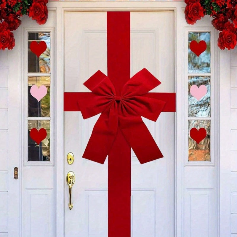 Set of 2 Large Decorative Bows for Door Hanging - Stylish Red Bow for Valentine'S Day, Christmas, New Year, And Celebrations - Ideal for Weddings And Anniversaries - Great Gift, Wreaths for Entrance, Manual Assembly Version