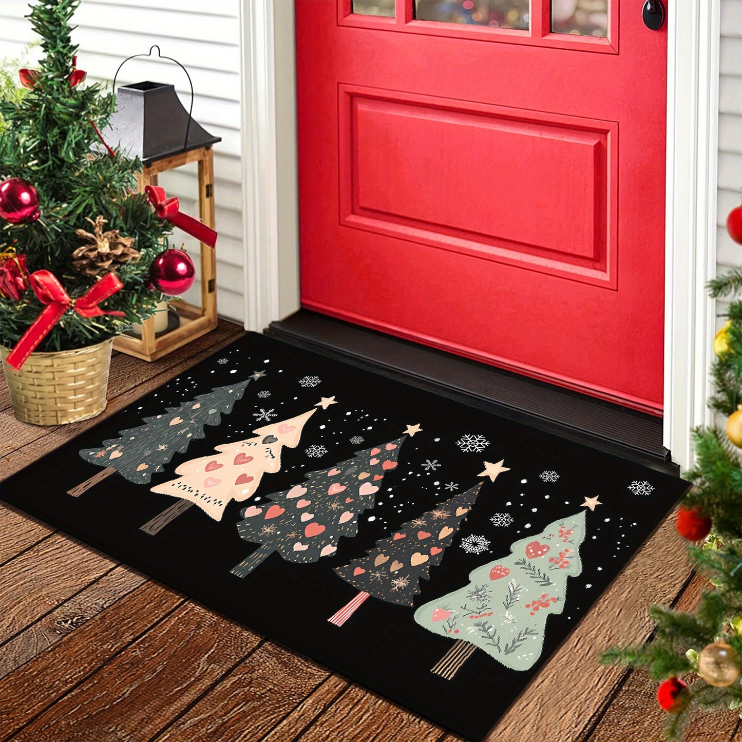 Christmas Tree Welcome Doormat – Non-Slip, Washable Holiday Floor Mat