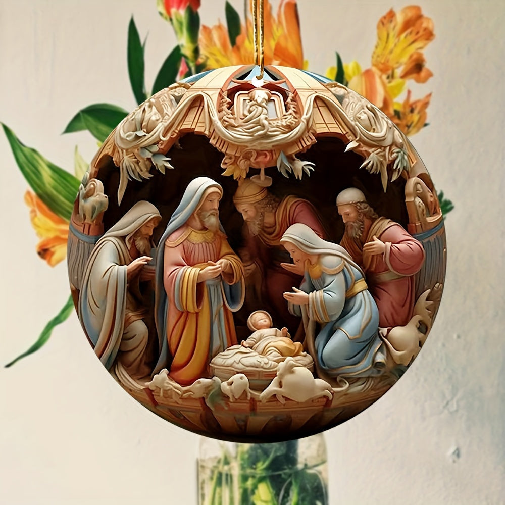 Nativity Christmas Hanging Ornament – Acrylic 3D Effect Holiday Décor