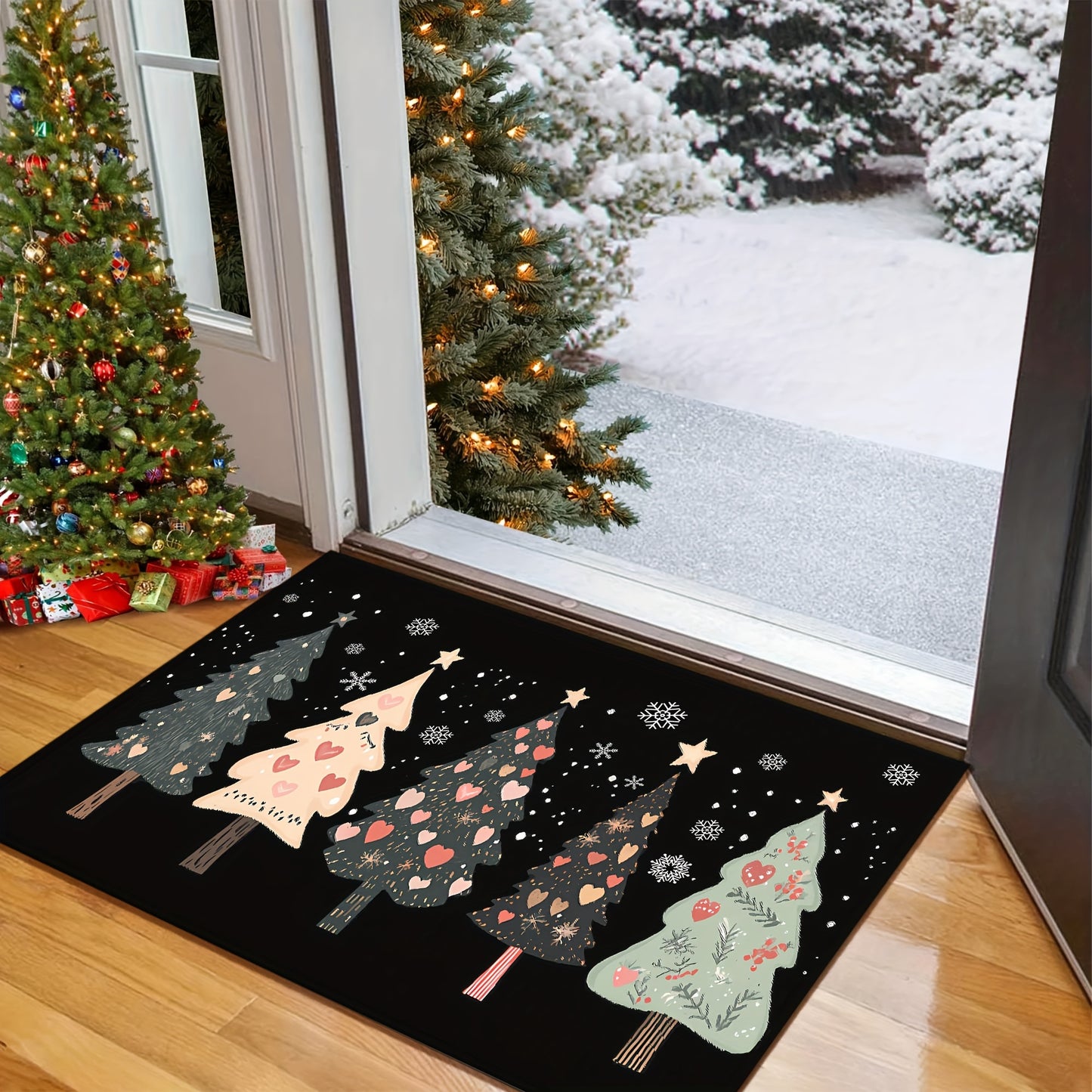 Christmas Tree Welcome Doormat – Non-Slip, Washable Holiday Floor Mat