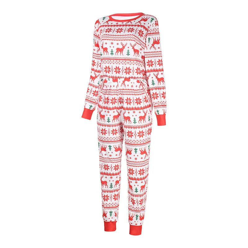 Christmas Matching Pajamas Set Xmas Elk Print Costumes Family Parent-child Suit Mom Daddy Baby Girl Boy Xmas New Year Sleepwear