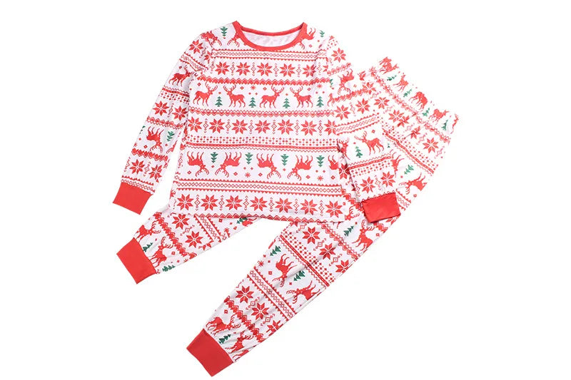 Christmas Matching Pajamas Set Xmas Elk Print Costumes Family Parent-child Suit Mom Daddy Baby Girl Boy Xmas New Year Sleepwear