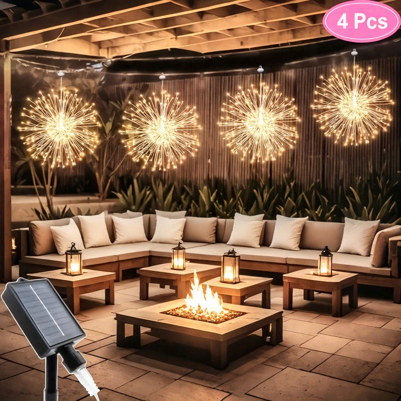 Solar Firework Starburst Lights (4–5 Pack) – LED Outdoor Hanging Lights with 8 Modes