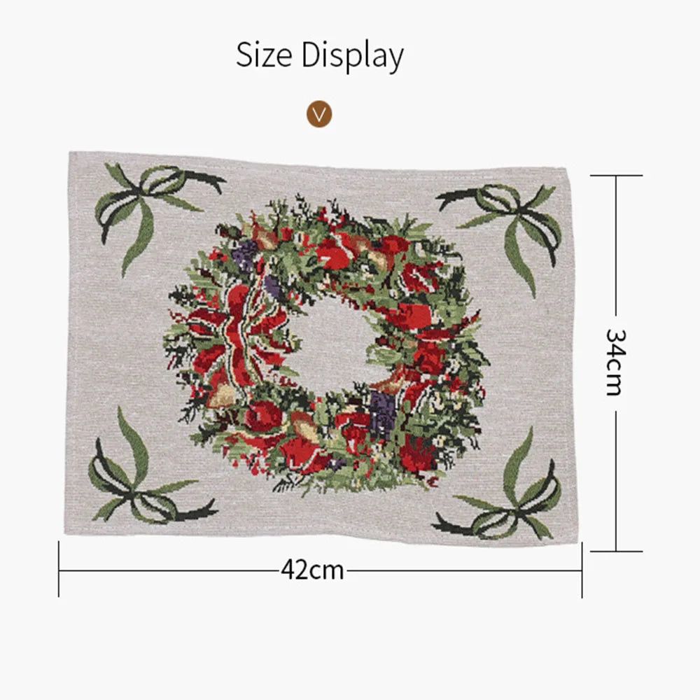 Christmas Decorations Knitted Knitted Tablecloth Santa Claus Small Tree Kitchen Placemats Cloth Placemats