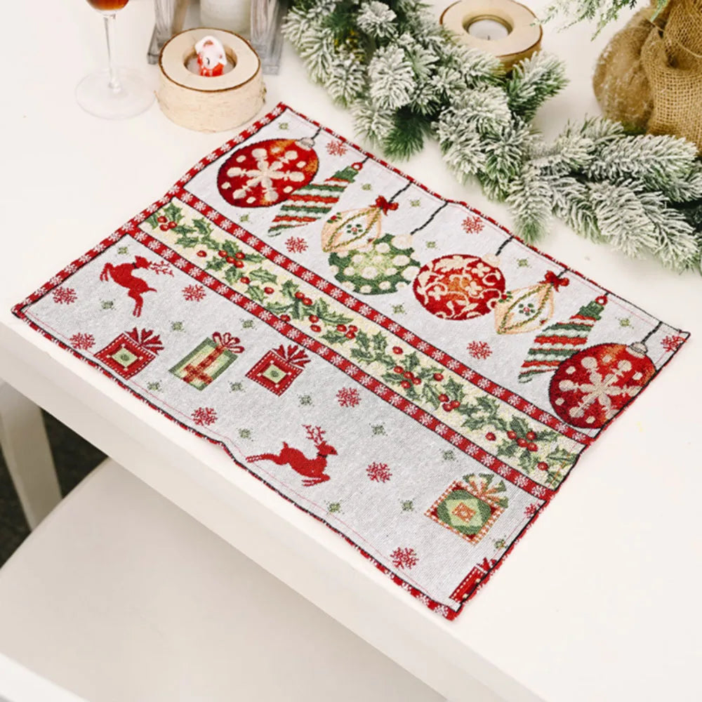 Christmas Decorations Knitted Knitted Tablecloth Santa Claus Small Tree Kitchen Placemats Cloth Placemats