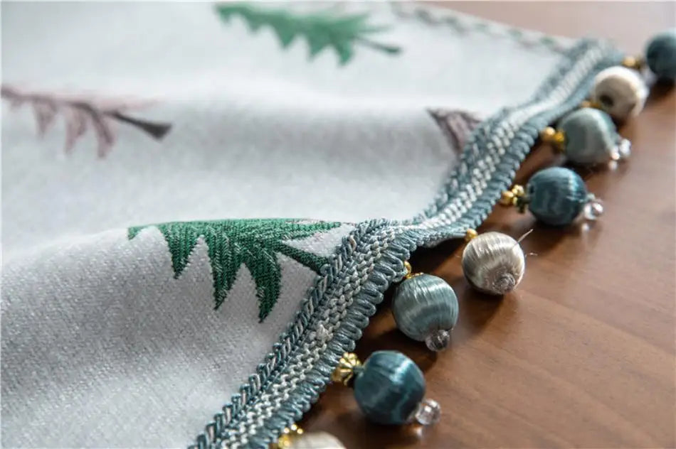 Christmas Tree Table Runner, Winter Holiday Christmas Elk, Dining Cloth Placemat New Year Home Kitchen Rustic Decorations