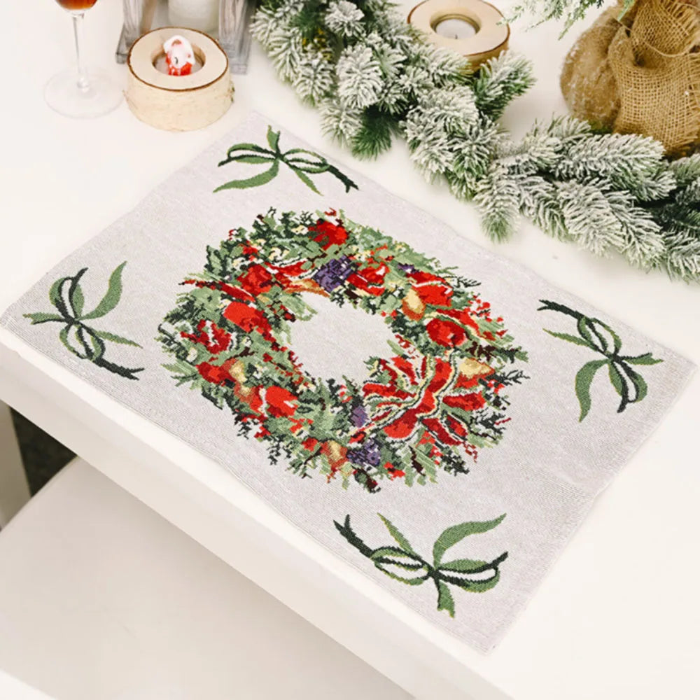 Christmas Decorations Knitted Knitted Tablecloth Santa Claus Small Tree Kitchen Placemats Cloth Placemats