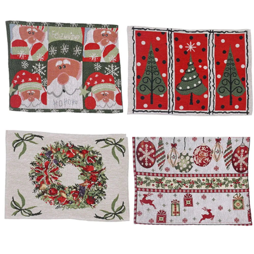 Christmas Decorations Knitted Knitted Tablecloth Santa Claus Small Tree Kitchen Placemats Cloth Placemats