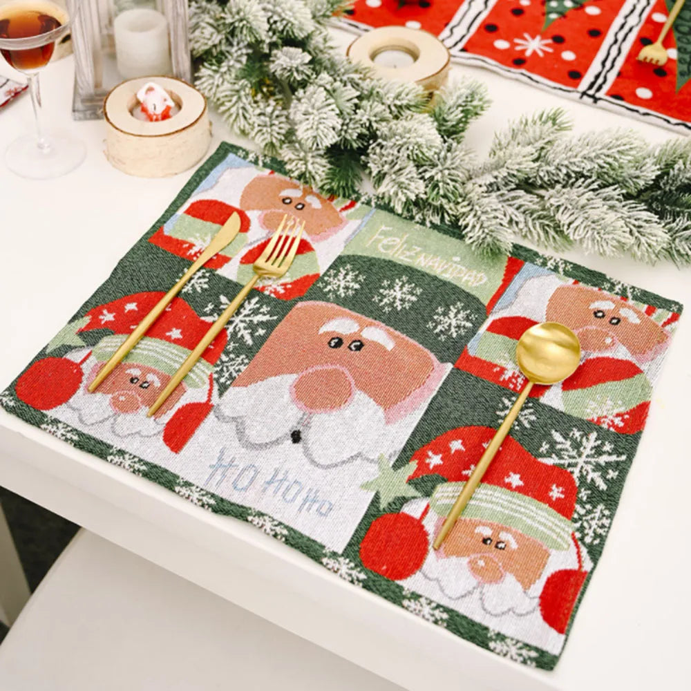 Christmas Decorations Knitted Knitted Tablecloth Santa Claus Small Tree Kitchen Placemats Cloth Placemats