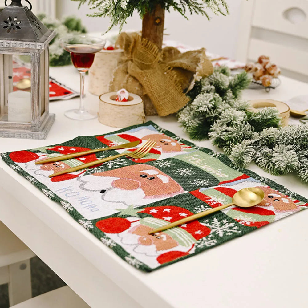 Christmas Decorations Knitted Knitted Tablecloth Santa Claus Small Tree Kitchen Placemats Cloth Placemats