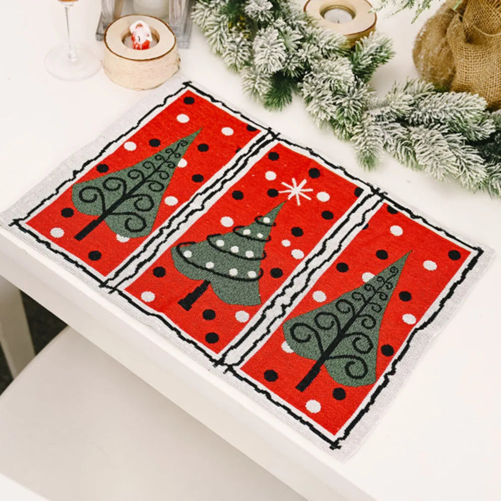 Christmas Decorations Knitted Knitted Tablecloth Santa Claus Small Tree Kitchen Placemats Cloth Placemats