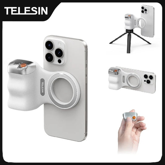 Magnetic Phone Camera Grip with Bluetooth Remote – for iPhone, Huawei, Xiaomi, Samsung & Other Android Devices
