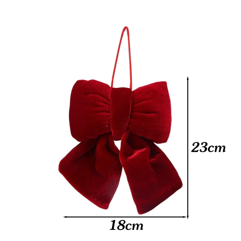 1/3pcs Large Red Velvet Christmas Bow Ornaments Xmas Tree Bowknot Hanging Pendant for Holiday New Year Party Gifts Decoration
