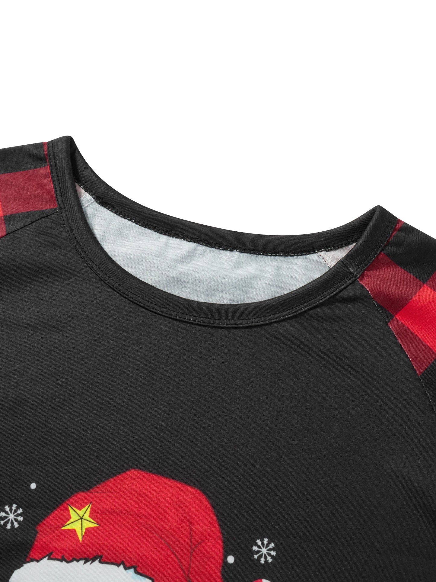 Christmas Family Pajamas – Long Sleeve Letter & Boots Top with Buffalo Plaid Pants