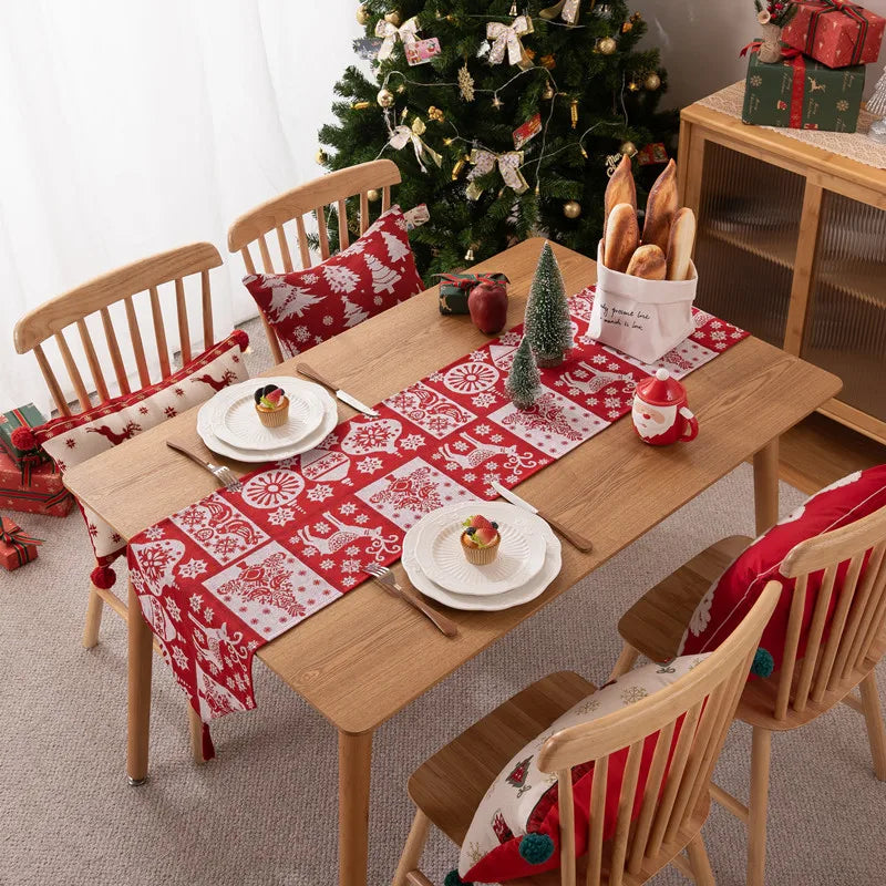 Christmas Table Runner Soft Durable Seasonal Winter Xmas Holiday Kitchen Dining Table Decoration for Indoor Outdoor Home Party