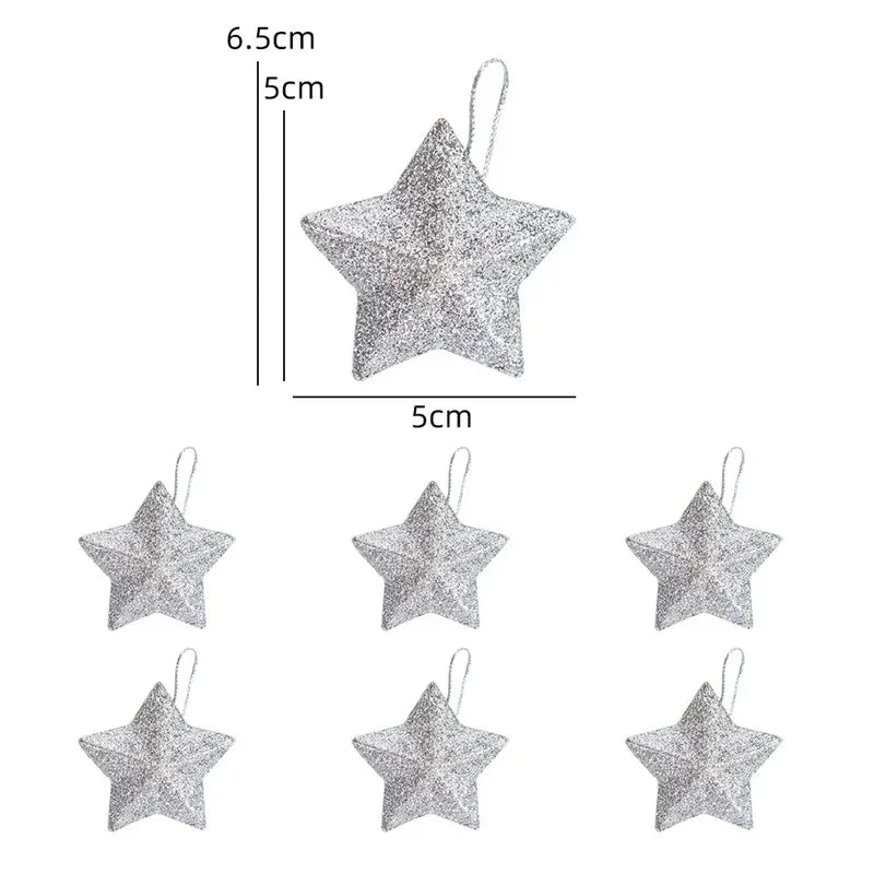 5CM Christmas Decorations ﻿Christmas Tree Hanging Pendant  For Home Navidad New Year Party Gift Gold Glitter Star Ornaments