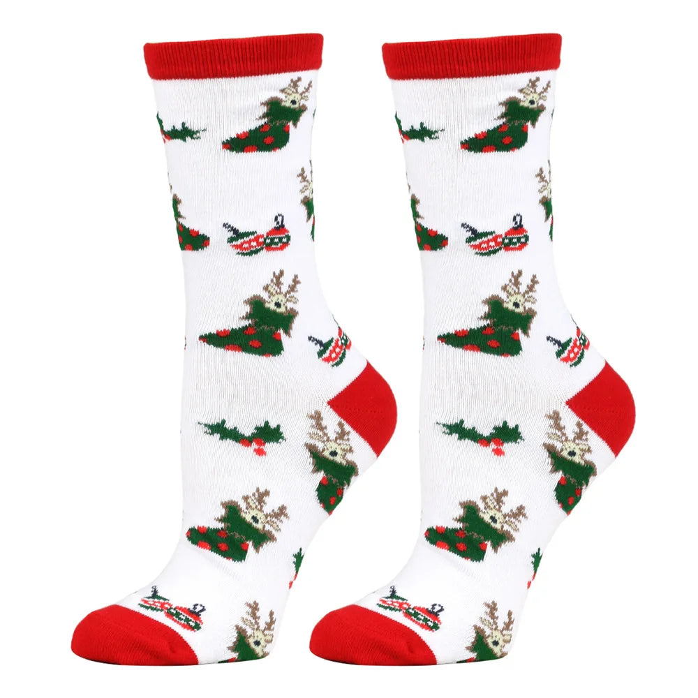 Christmas Mid-Calf Socks for Men Women Santa Claus Autumn Winter Gingerbread Man Cotton Elastic Gift Party Calf-Length Socks