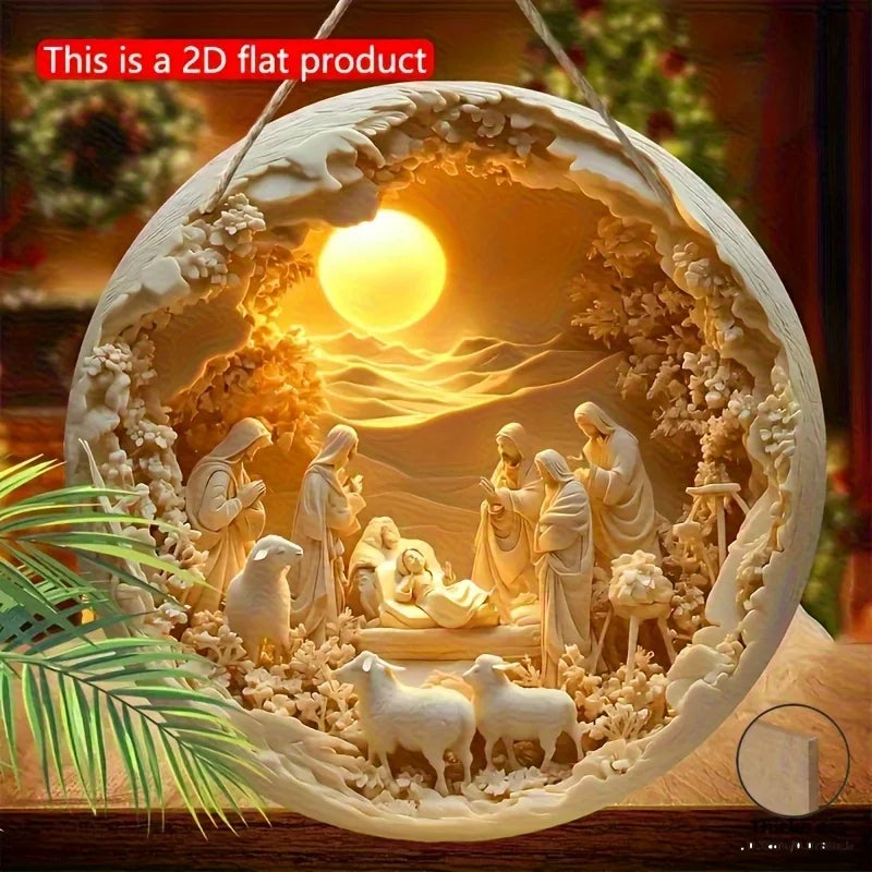 Christmas wooden wall decorations, the Virgin Mary, Joseph, the young Jesus and the shepherds, Christmas wall decorations