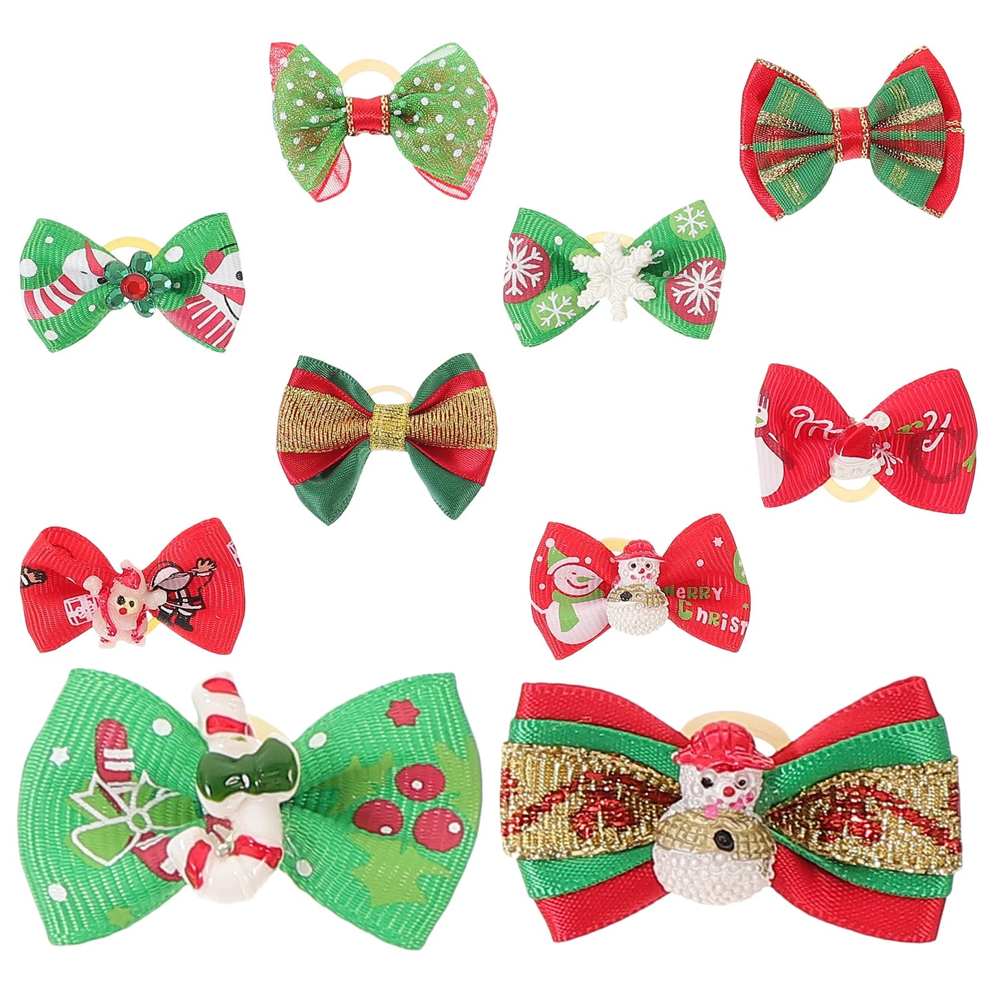 10Pcs Pet Hair Bows Dog Grooming Accessories Festive Bow Ties for Small Dogs Holiday Christmas Gift Dog Bows Pet Hair Bowtie