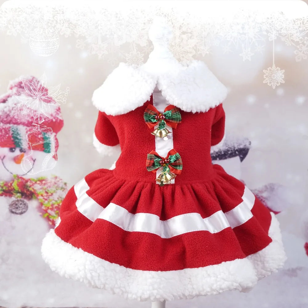 Fashion Cute Santa Claus Dog Skirt Soft Breathable Cats Christmas Dress Warm Pet Christmas Costume Xmas