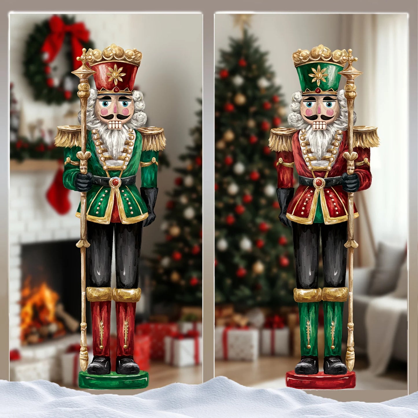 Nutcracker Soldier Christmas Window Clings – Large Electrostatic Holiday Stickers