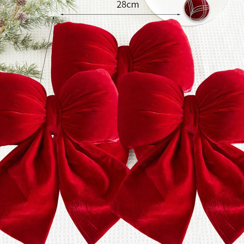 1/3pcs Large Red Velvet Christmas Bow Ornaments Xmas Tree Bowknot Hanging Pendant for Holiday New Year Party Gifts Decoration