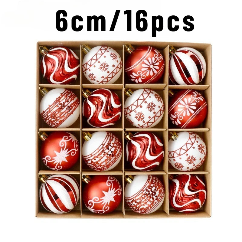 42pcs/16pcs Xmas Gift Christmas Ball Set Unique Shaped Painted Christmas Tree Ornaments Reindeer Decorative Hanging Ornaments