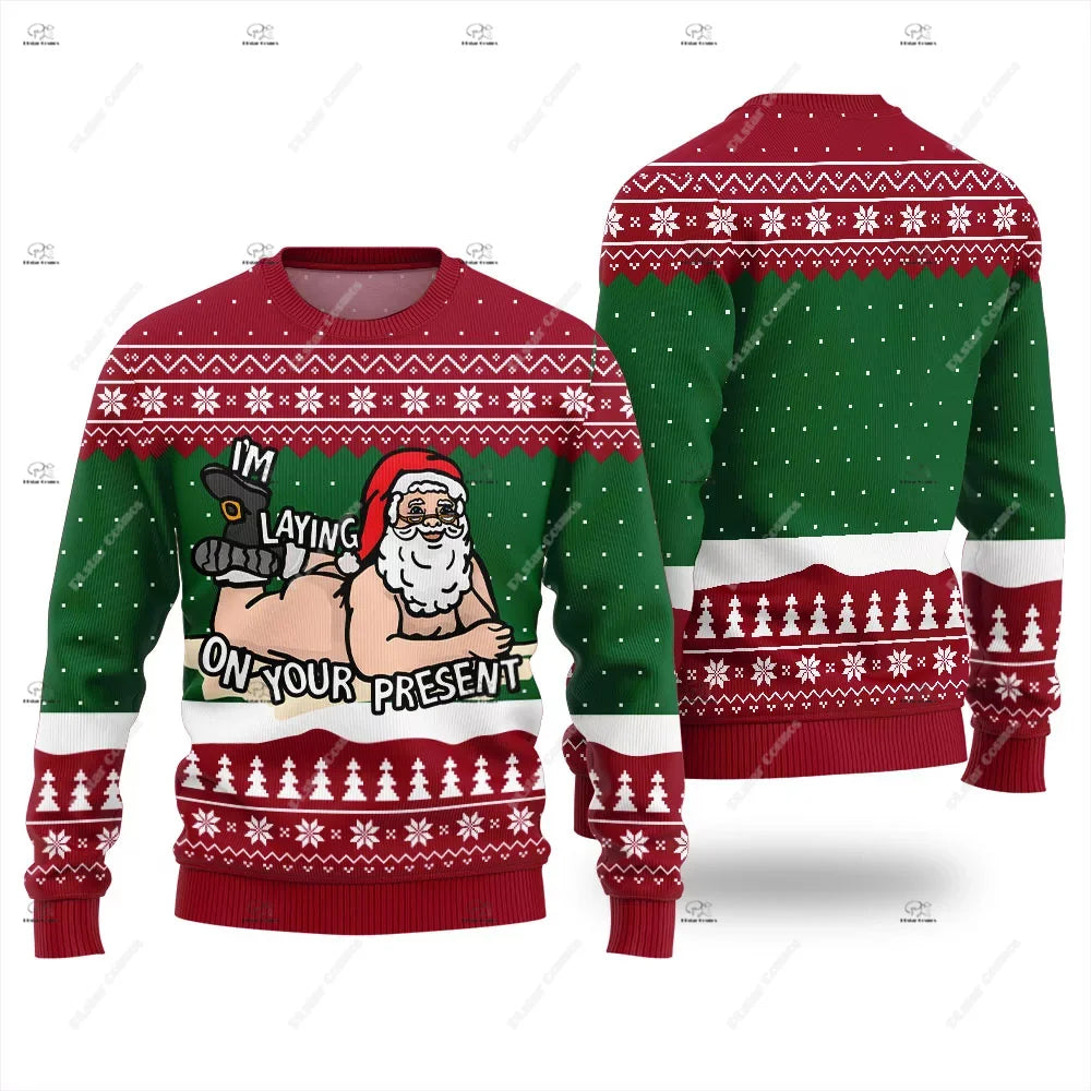 Christmas Santa Claus Pet Cat Knitted Ugly Sweater Graffiti Retro Vintage 3DPrint Pullover Harajuku Casual Funny Long Sleeves 12