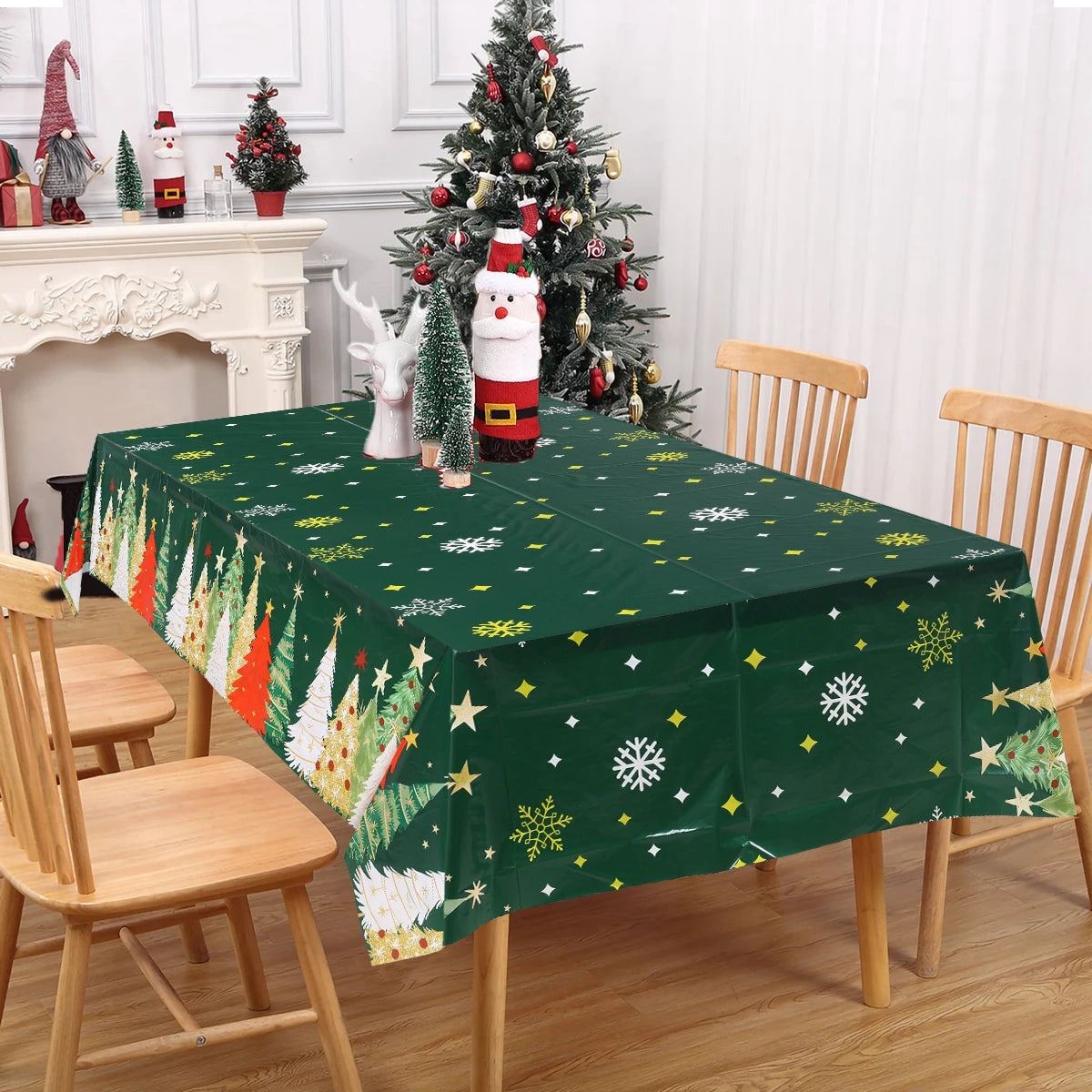 Christmas Tablecloth Christmas Party Decoration 2025 Xmas Table Decor Santa Claus Table Cover Navidad Natal New Year Gift 2026