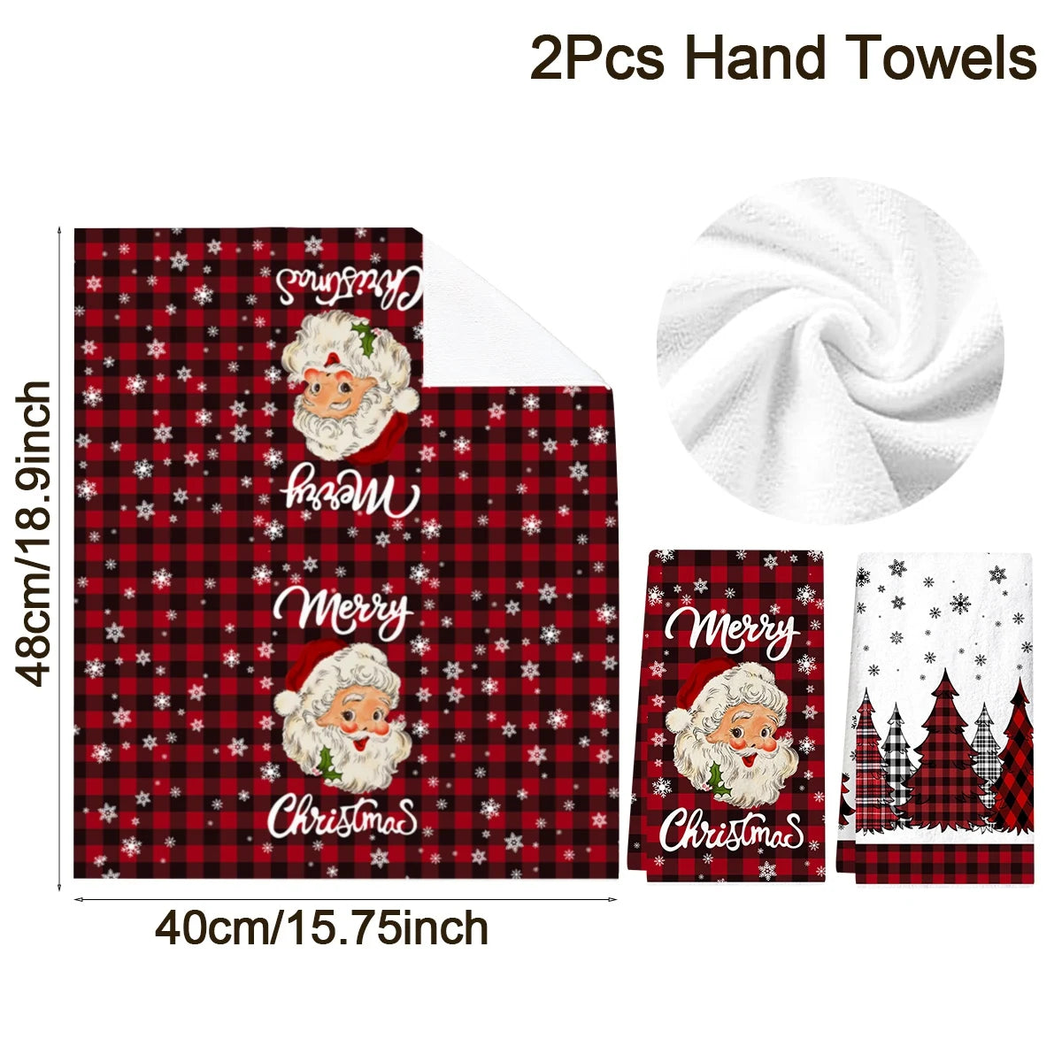 Christmas Kitchen Towels Set of 2 – Merry Christmas Santa Claus Dish Towels