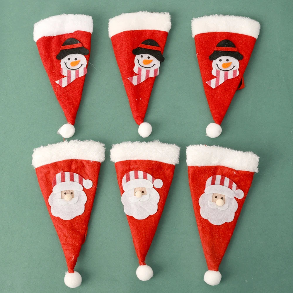 Christmas Cutlery Holder Set – Mini Santa Hat Tableware Bags (1–10 pcs)