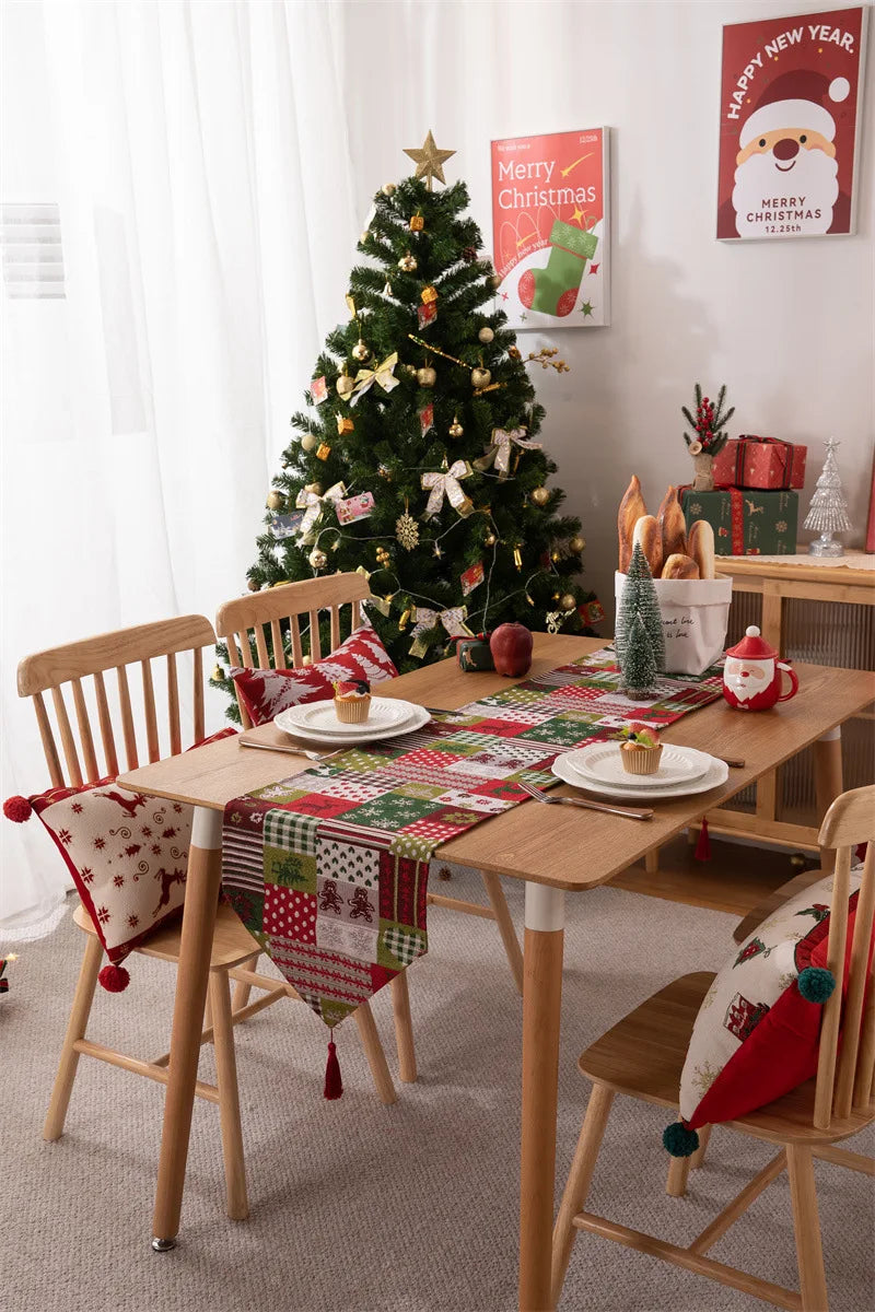 Christmas Table Runner Soft Durable Seasonal Winter Xmas Holiday Kitchen Dining Table Decoration for Indoor Outdoor Home Party