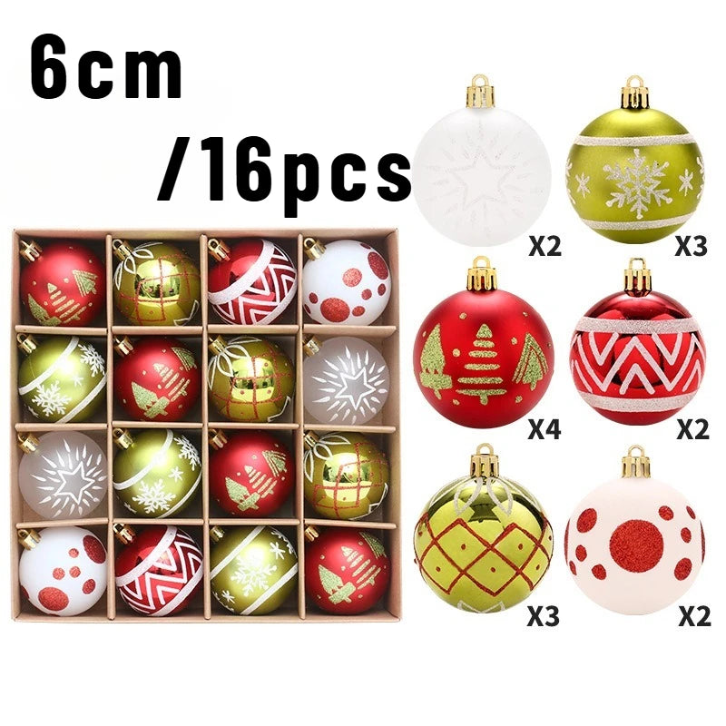 42pcs/16pcs Xmas Gift Christmas Ball Set Unique Shaped Painted Christmas Tree Ornaments Reindeer Decorative Hanging Ornaments