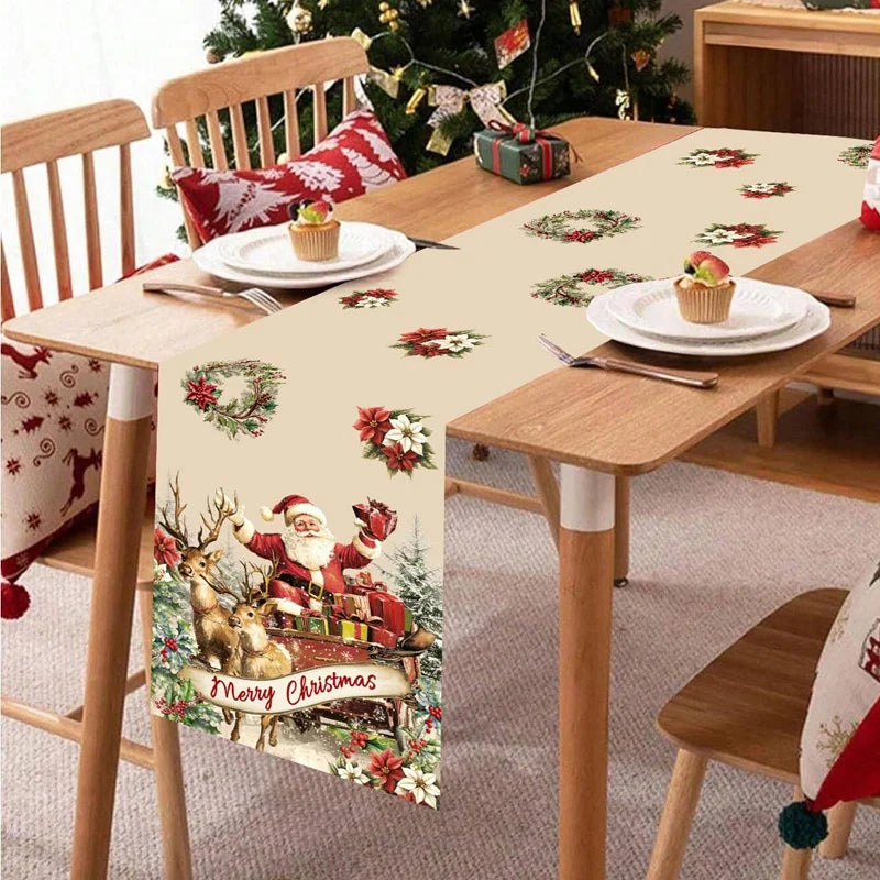 Christmas Table Runner Merry Christmas Decoration For Home Xmas Table Decor 2025 Navidad Notal Noel Ornament Happy New Year 2026