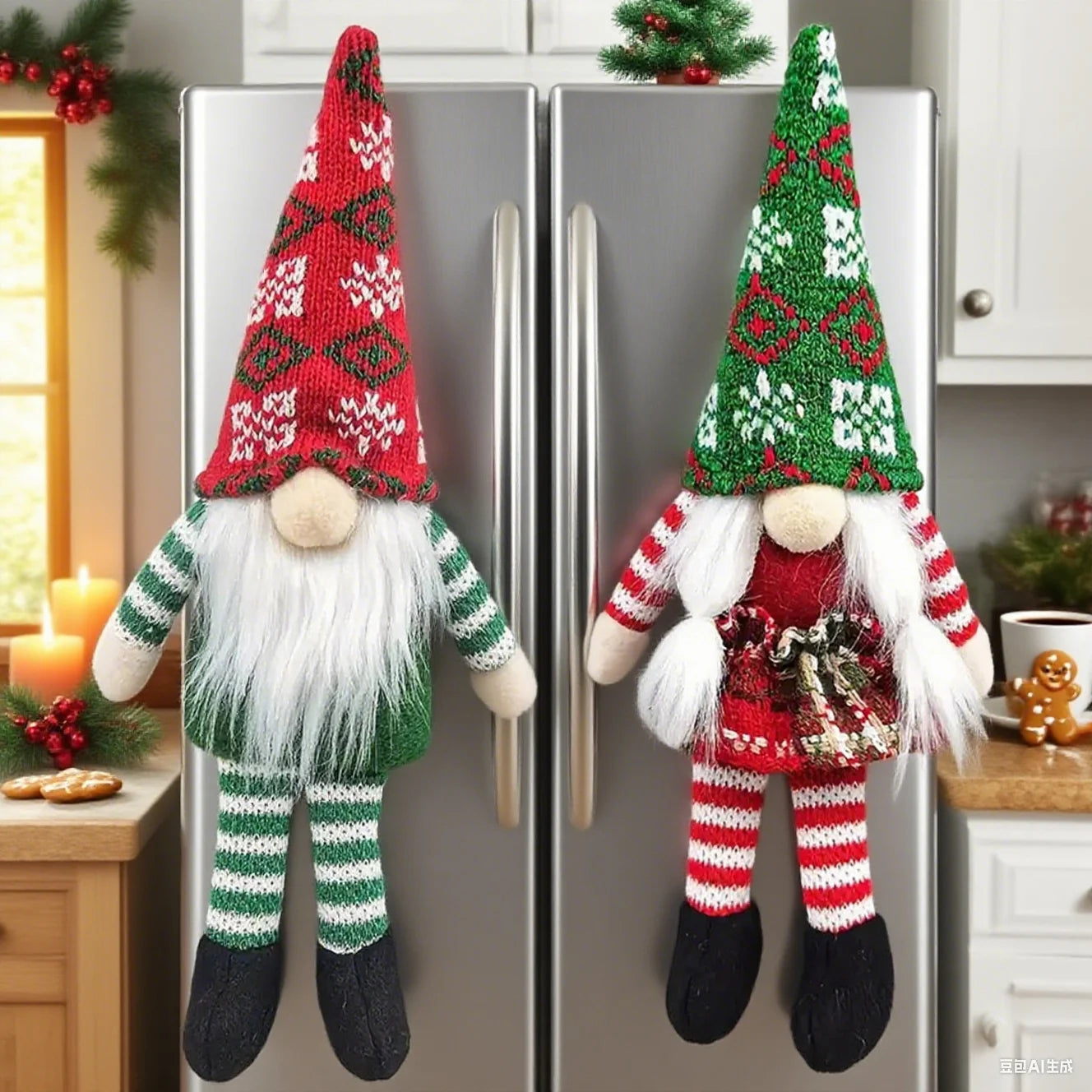 2pcs Christmas Refrigerator Door Handle Protectors Soft Grip Gloves With Scratch And Dirt Protection Festive Decoration New Year