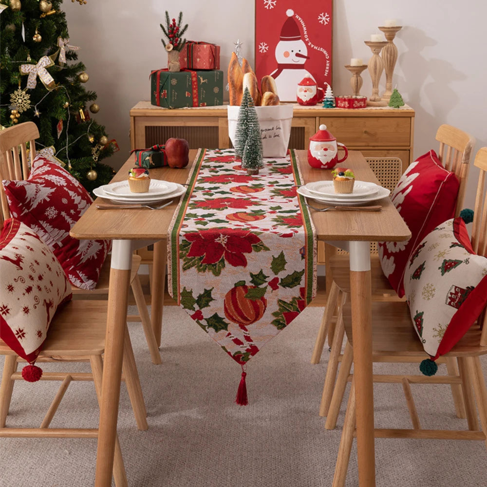 Christmas Table Runner Soft Durable Seasonal Winter Xmas Holiday Kitchen Dining Table Decoration for Indoor Outdoor Home Party
