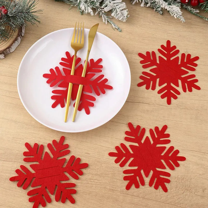 12pcs Christmas Felt Cutlery Holders with Tree Snowflake Design Merry Christmas Decoration for Home 2025 Navidad Natal New Year