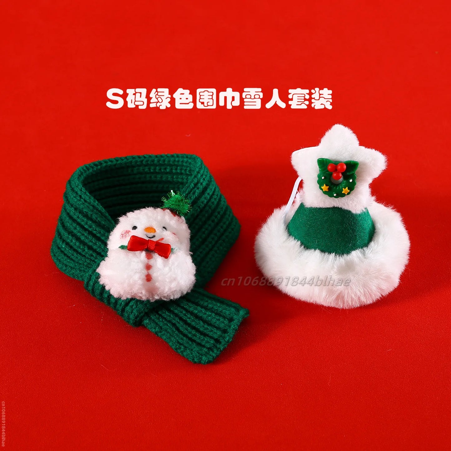 Elk Pet Dog Knitted Christmas Scarf Cat Hat Dog Yarn Cartoon Elk Snowman Warm Plush Hat Set Dog Accessories for Small Dogs