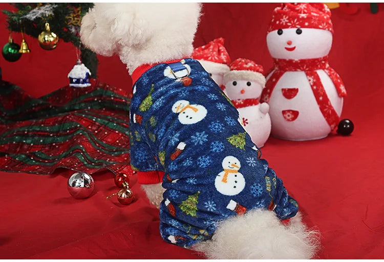 Christmas Pet Dog Pajamas for Cat Clothes Warm Pyjama Jumpsuit for Small Dogs Sleepingwear Winter Flece Pet Chihuahua Coat 강아지옷