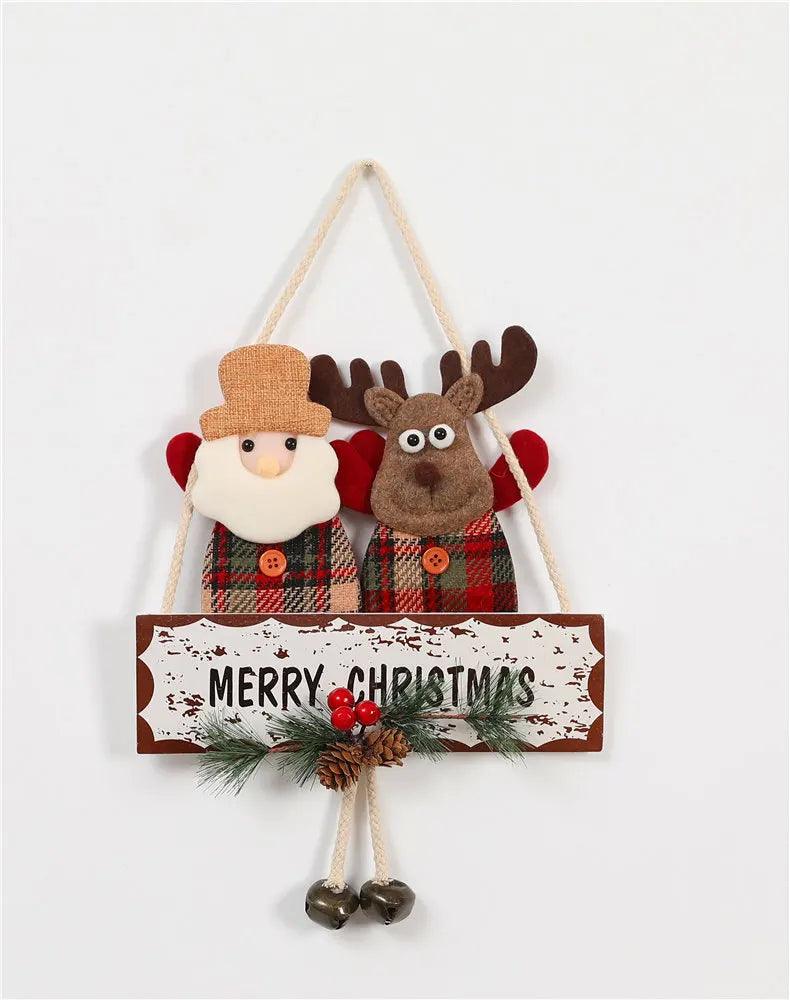 Christmas Decoration Door Hanging Creative Elderly Snowman Elk Bell Display Window Pendant Holiday Gift Scene Decoration