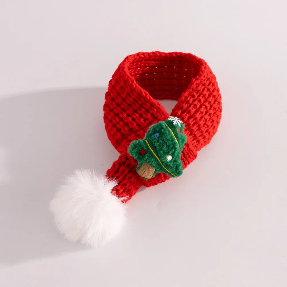 Christmas Cat Hat Cat Knitted Scarf Set Soft Winter Christmas Soft Santa Claus Costume Scarf For Dog Cats Pet Xmas Cat Supplies