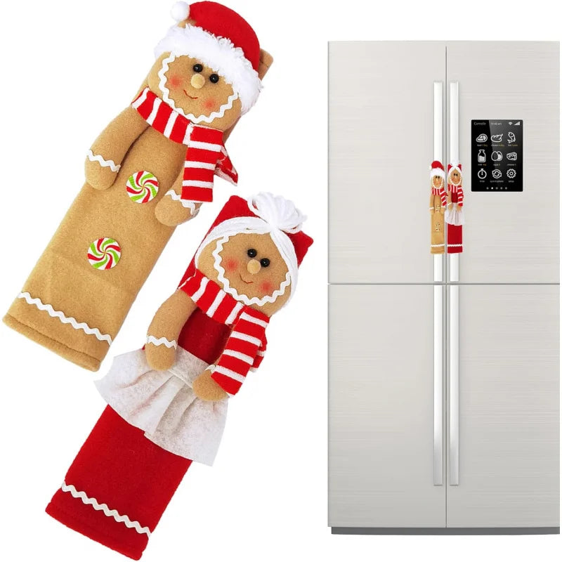 Christmas Gingerbread Cabinet Handle Protector Set, Anti-Slip Wear-Resistant Cover, Festive Decoration for Cabinets & Drawers