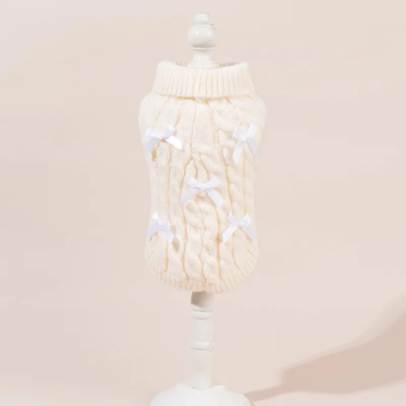 2025 New Pet Christmas Sweater Bowknot Princess Sweater For Cats Dogs Warm Winter Fall Apparel For Small Medium Pets