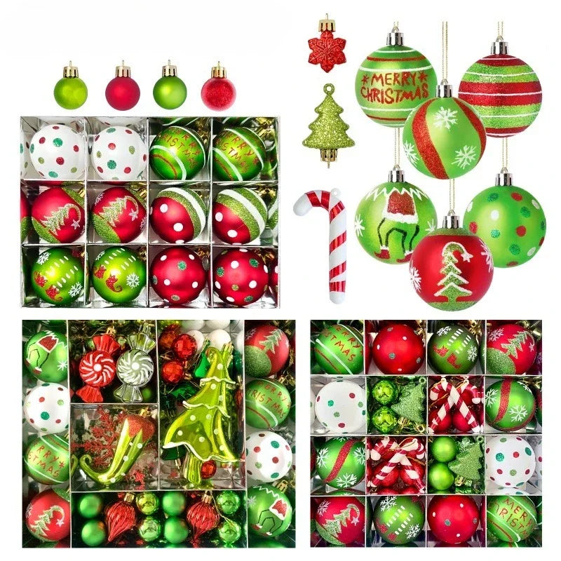 Green Painted Christmas Ball Decorations Green Monster Xmas Tree Ornaments Green Painted Xmas Ball Set Christmas Home Decor