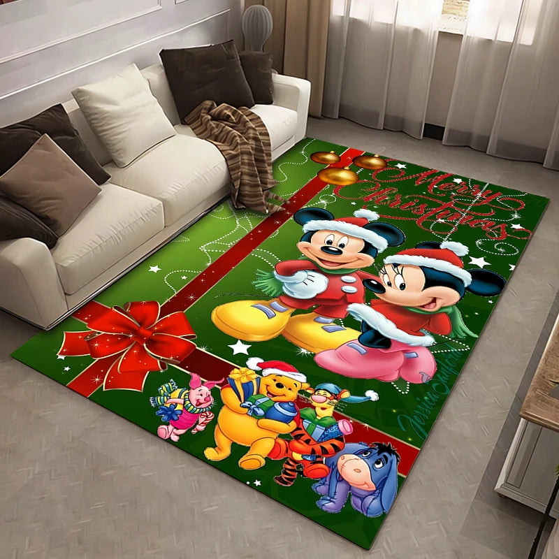 Christmas Disney Mickey Mouse Carpet for Living Room Home Decor Large Area Rug Bedroom Floor Rug Non-slip Easy Washable Mat
