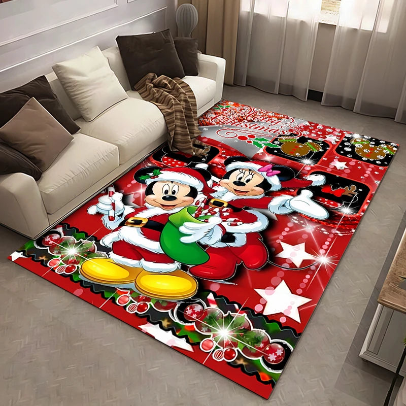 Christmas Disney Mickey Mouse Carpet for Living Room Home Decor Large Area Rug Bedroom Floor Rug Non-slip Easy Washable Mat